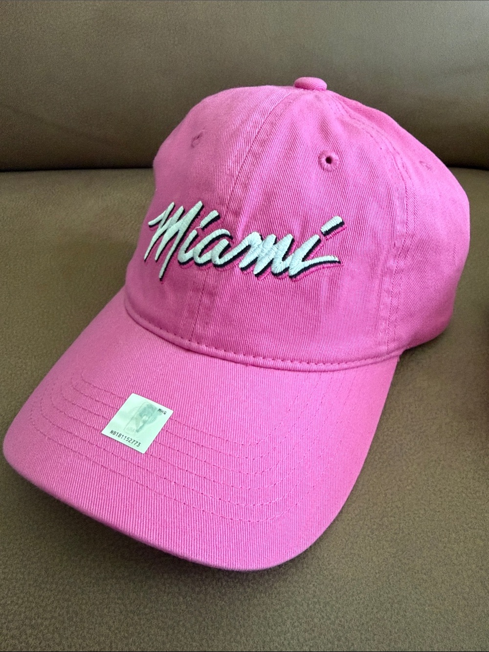 Vintage Miami Heat Pink Script Hat Item of the Game NBA Adjustable Cap NWOT